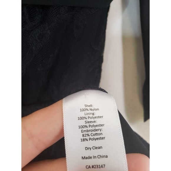 Talbots Womens Petites 14P Mini Dress Black Lace Belted Sheer Sleeve Whimsigoth - Picture 6 of 6